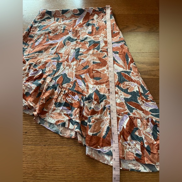 Nine West Floral Asymmetric Ruffle Hem Slip Skirt Medium Fairy Bloomcore Boho - Picture 6 of 9